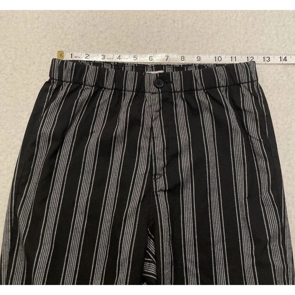 Brandy Melville John Galt Pants Womens 24 Black Stripe Mid Rise Elastic Waist